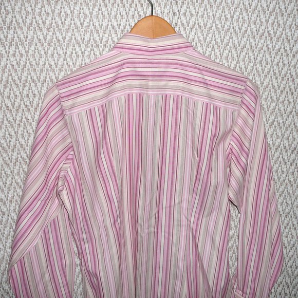 Lands End Button Down Shirt Blouse Pink Striped size 8 - Picture 6 of 9
